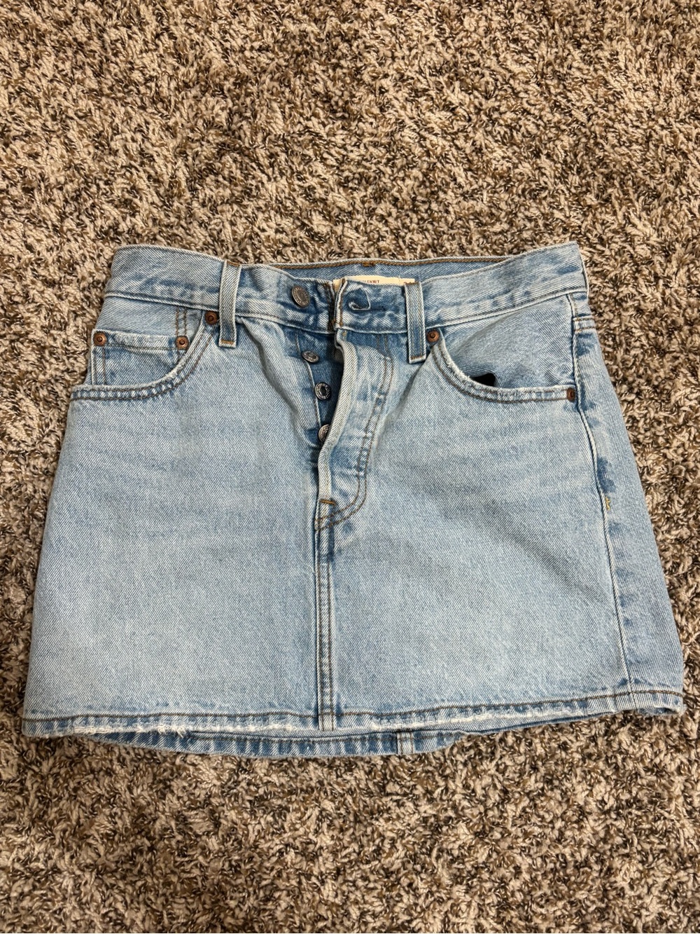 Levi's Light Blue Denim Button-Front Mini Skirt
